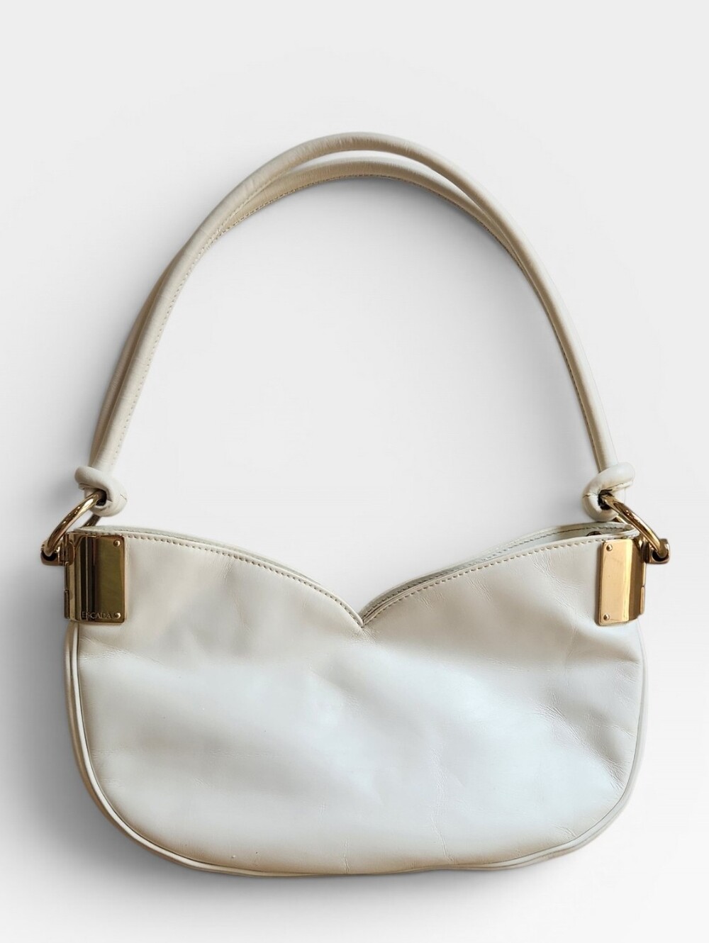 Escada White Leather Shoulder Bag with Gold Hardware